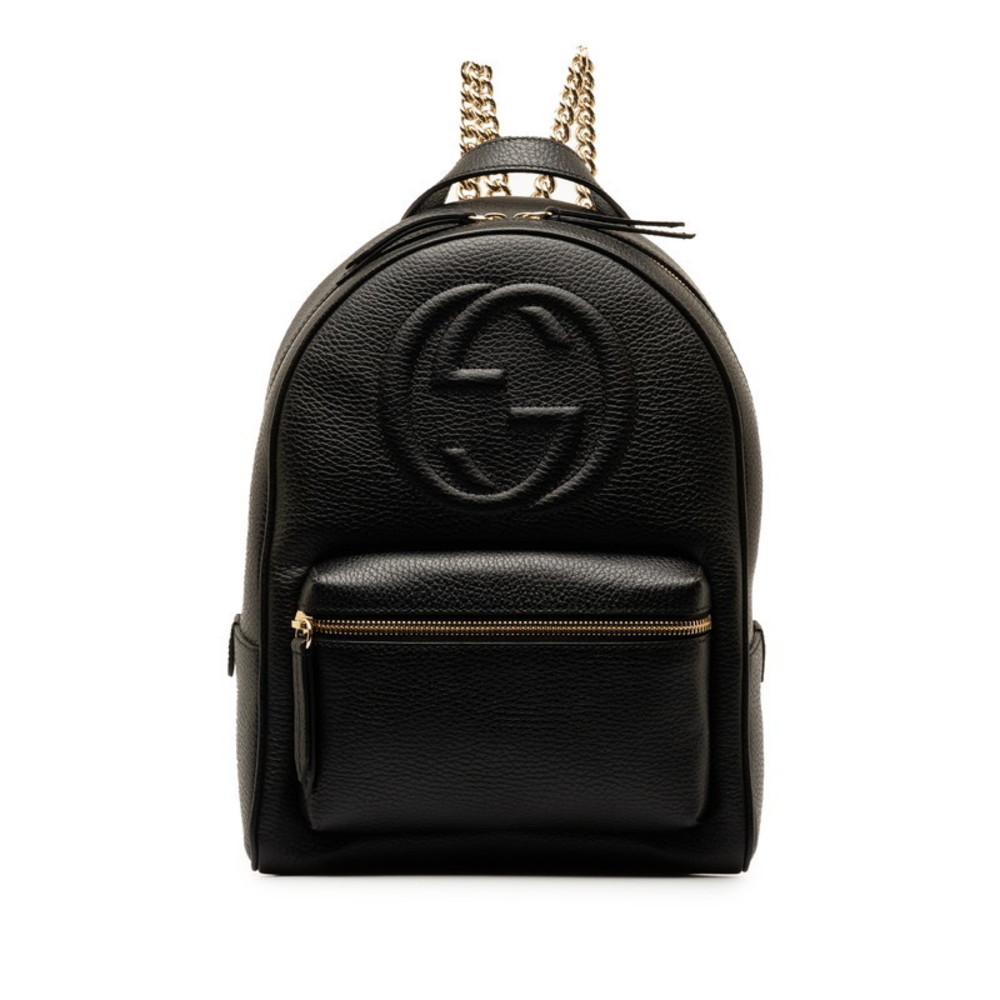 Gucci Chain Interlocking Backpack Rucksack Black G - image 1